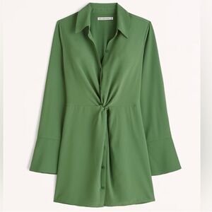 A&F button down Peter pan collar mini wrap dress with bell sleeve